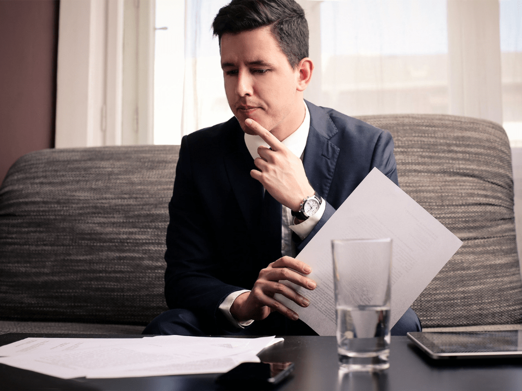 man thinking about data management solution